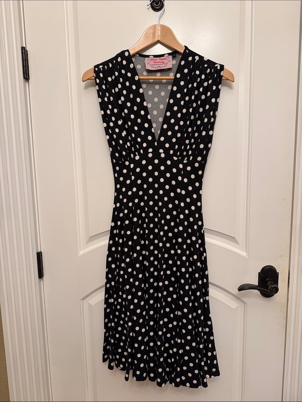 Wax Poetic Polka Dot Sleeveless Dress - Black & White M